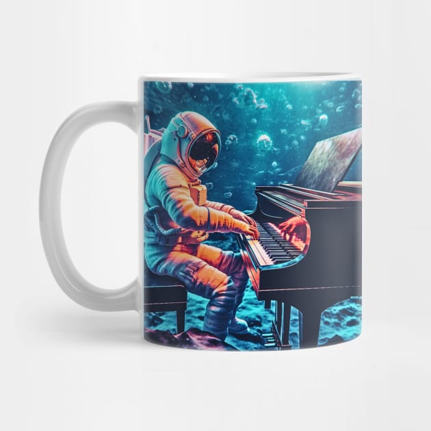 Astronaut Playing Piano Symphony on a Water Planet (Color Version), Cosmic Crescendo by Nebula Nexus